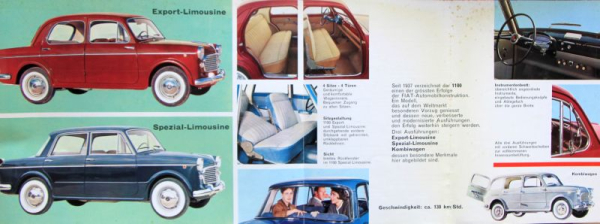 Fiat 1100 Modellprogramm 1960 Automobilprospekt (10313)